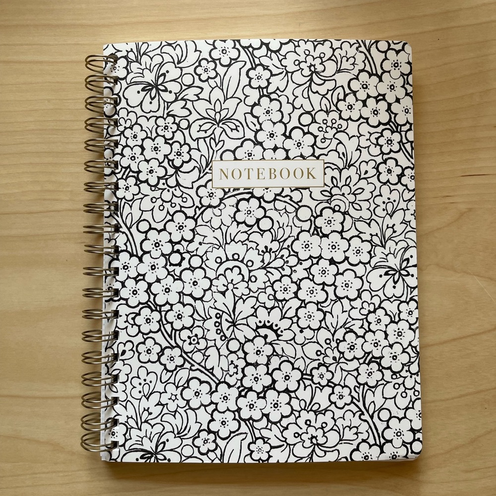 Fringe Studio Journal Notebook Floral Black & White Spiral Bound